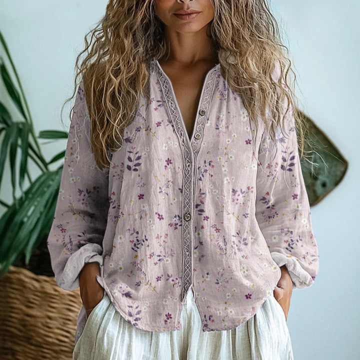 Olivia&Grace | Ambre™ - Vintage Leaf Print Blouse Olivia&Grace