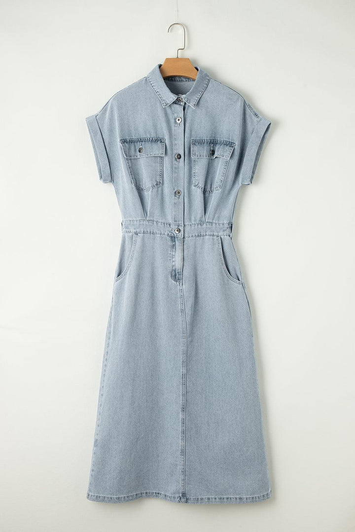 Isabelle - Denimklänning med eleganta, korta fladdermusärmar Anna & Maja